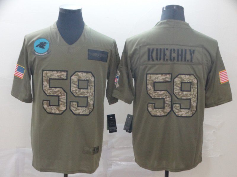 Men Carolina Panthers 59 Kuechly Nike 2019 Olive Camo Salute to Service Limited NFL Jerseys